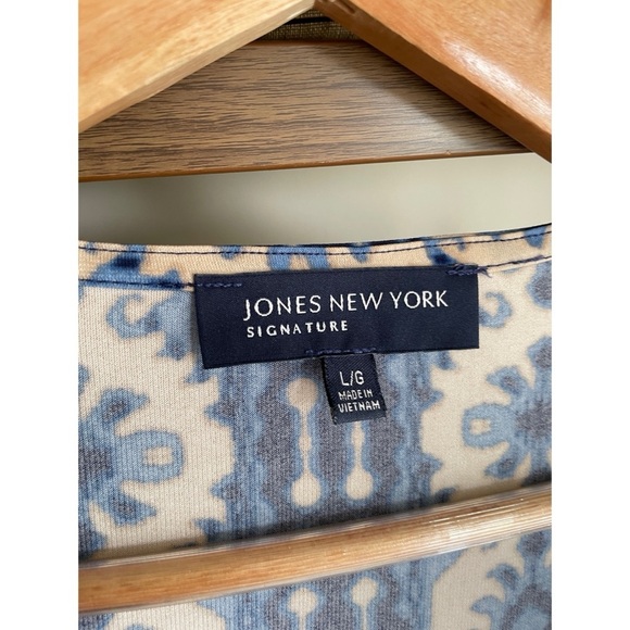 Jones New York Blue and White Beaded Patterned Tunic, Size L - Picture 8 of 9